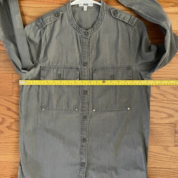 Paige Sophia Chambray Shirt Womens XS London Sky Gray Button Down Casual Classic - Picture 8 of 9